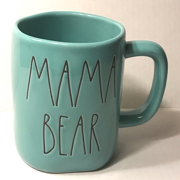 TWO (2) Rae Dunn Mama Bear Ceramic Mugs Teal Blue - Picture 3 of 14